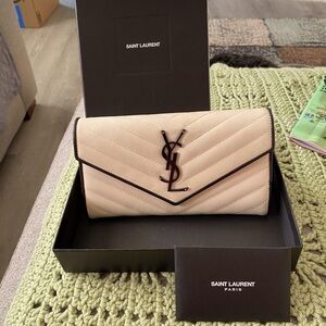Saint Laurent white flap wallet
